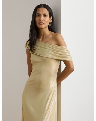 Metallic Jersey Off The Shoulder Gown