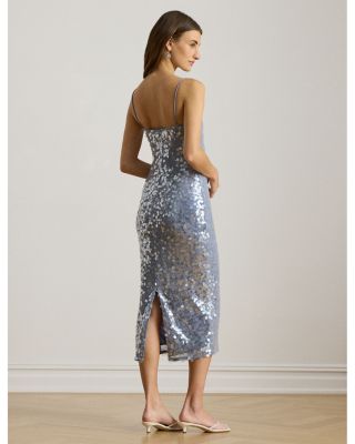 Sequined Tulle Midi Cocktail Dress