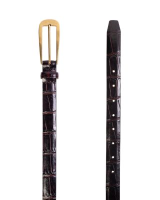 Women's Elongated Buckle Embossed Leather Belt