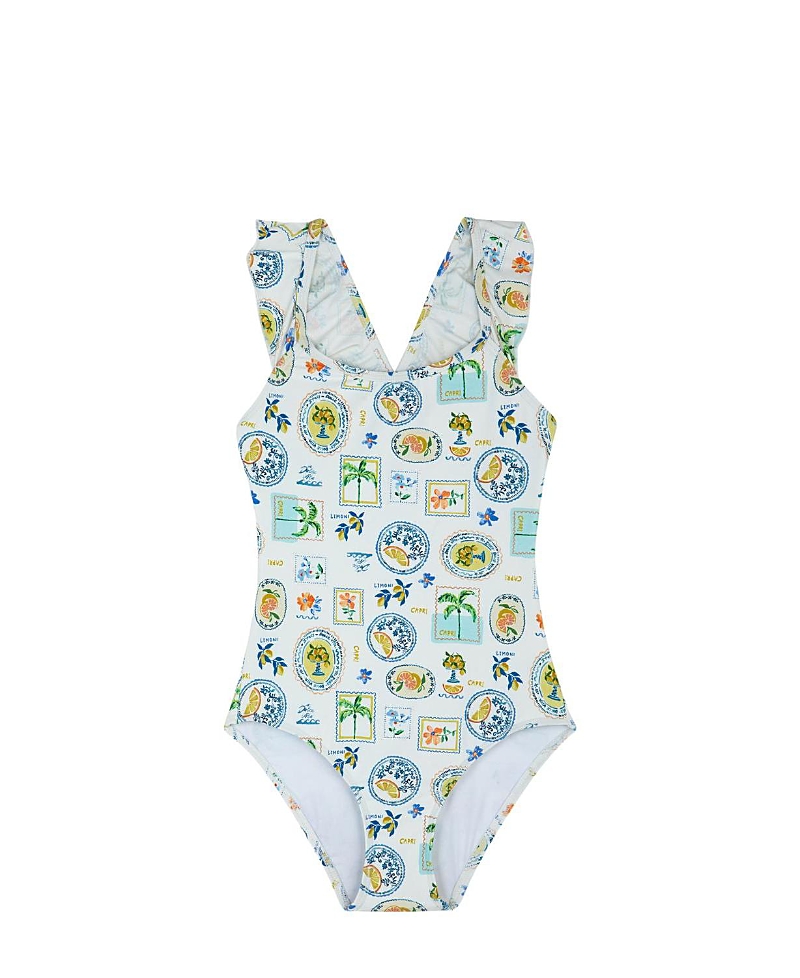 Gottex Kids Girls' Capri Vibes Square Neck Ruffle One Piece - Little Kid, Big Kid