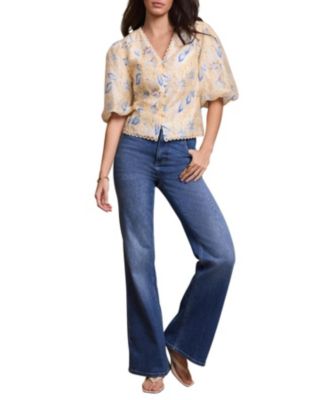  Women's Floral Puff Sleeve Blouse