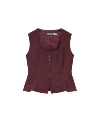  Women's Linen Blend Peplum Waistcoat