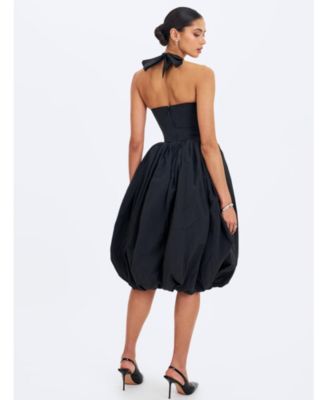  Veradis Taffeta Halter Bubble-Hem Midi Dress