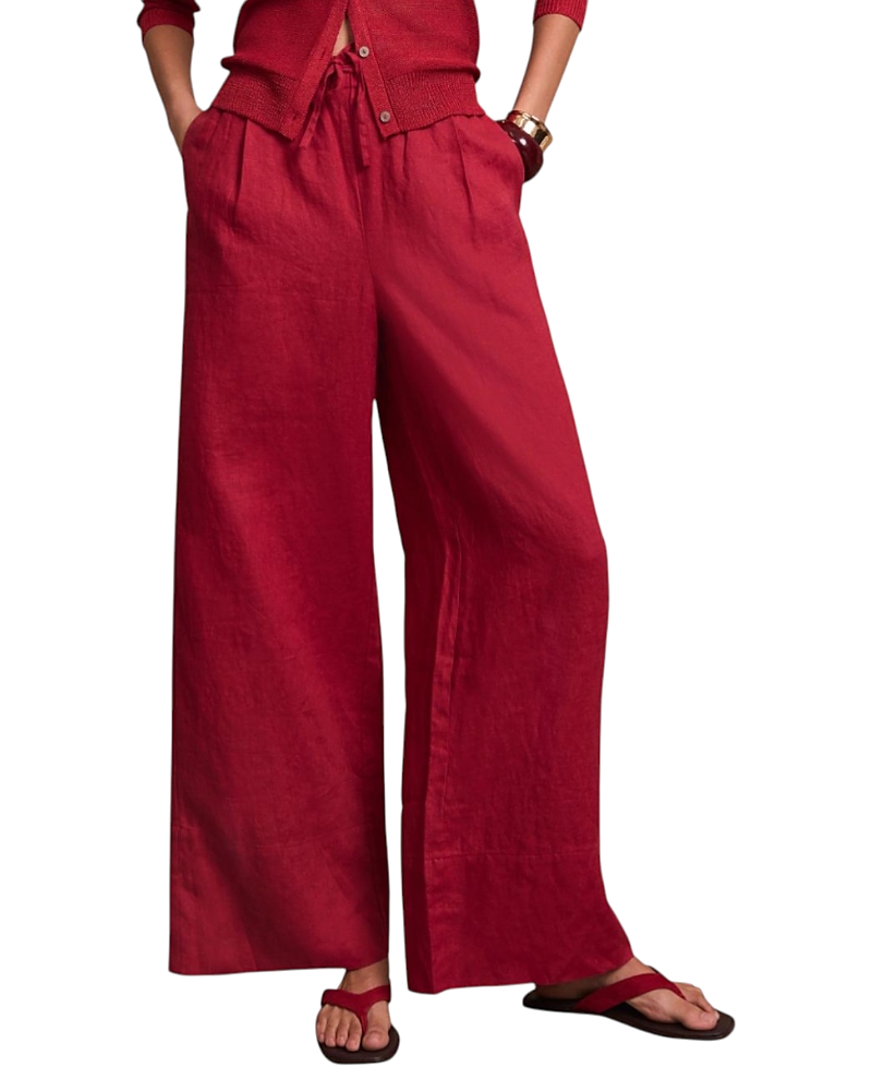 Mint Velvet Women's Linen Drawstring Wide Leg Trousers