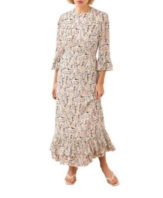  Women's Floral Print Ruffle Midi Dress