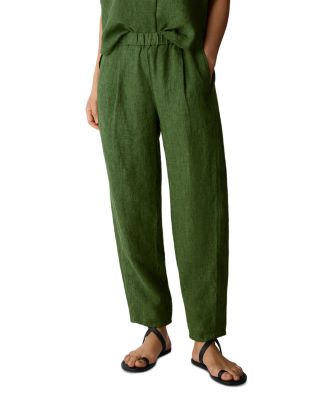 Pleated Linen Ankle Pants