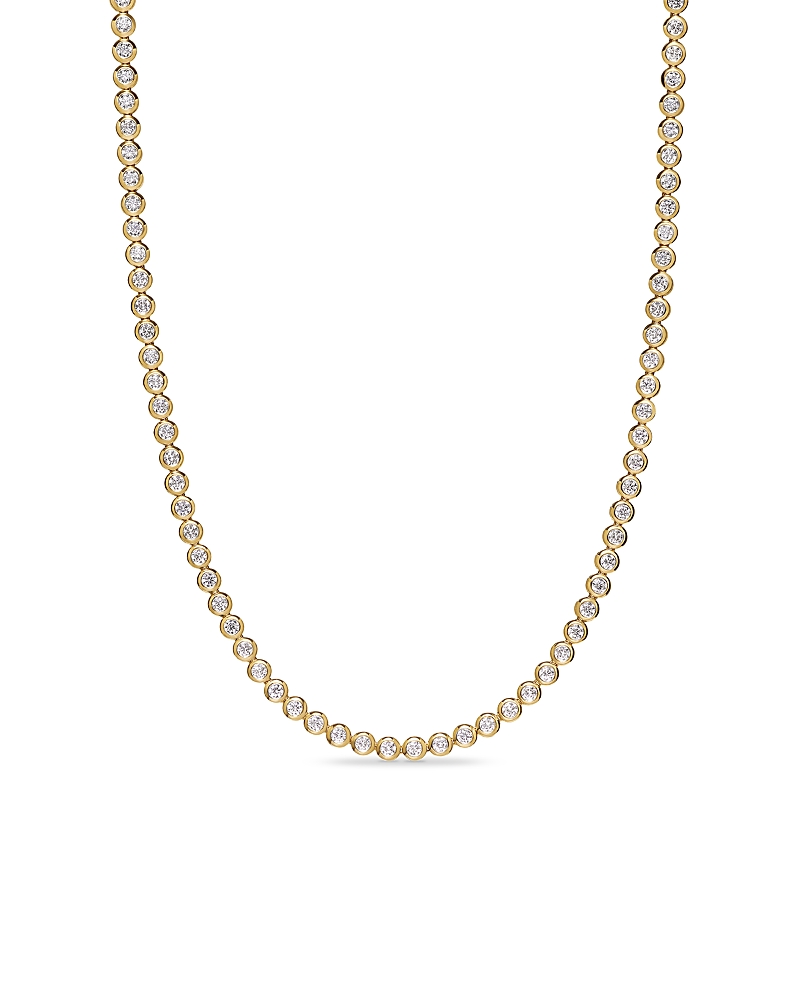 Bezel Set Tennis Necklace in 18K Yellow Gold with Diamonds, 4.7mm