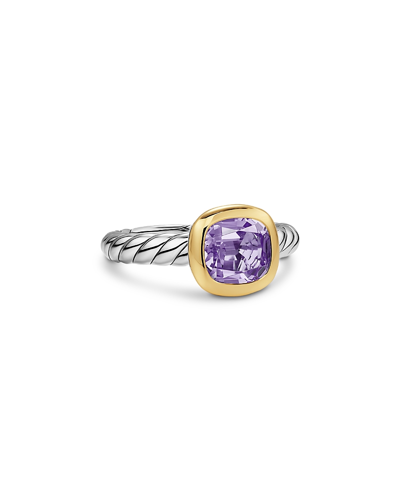 Dy Mercer Color Stone Ring in Sterling Silver with 18K Yellow Gold and Amethyst, 7mm