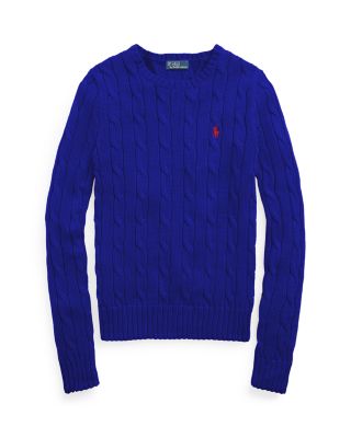 Cable Knit Cotton Crewneck Sweater
