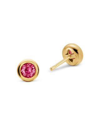 Bezel Set Stud Earrings in 18K Yellow Gold, 6.6mm