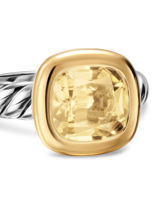 DY Mercer&reg; Color Stone Ring in Sterling Silver with 18K Yellow Gold and Champagne Citrine, 10mm