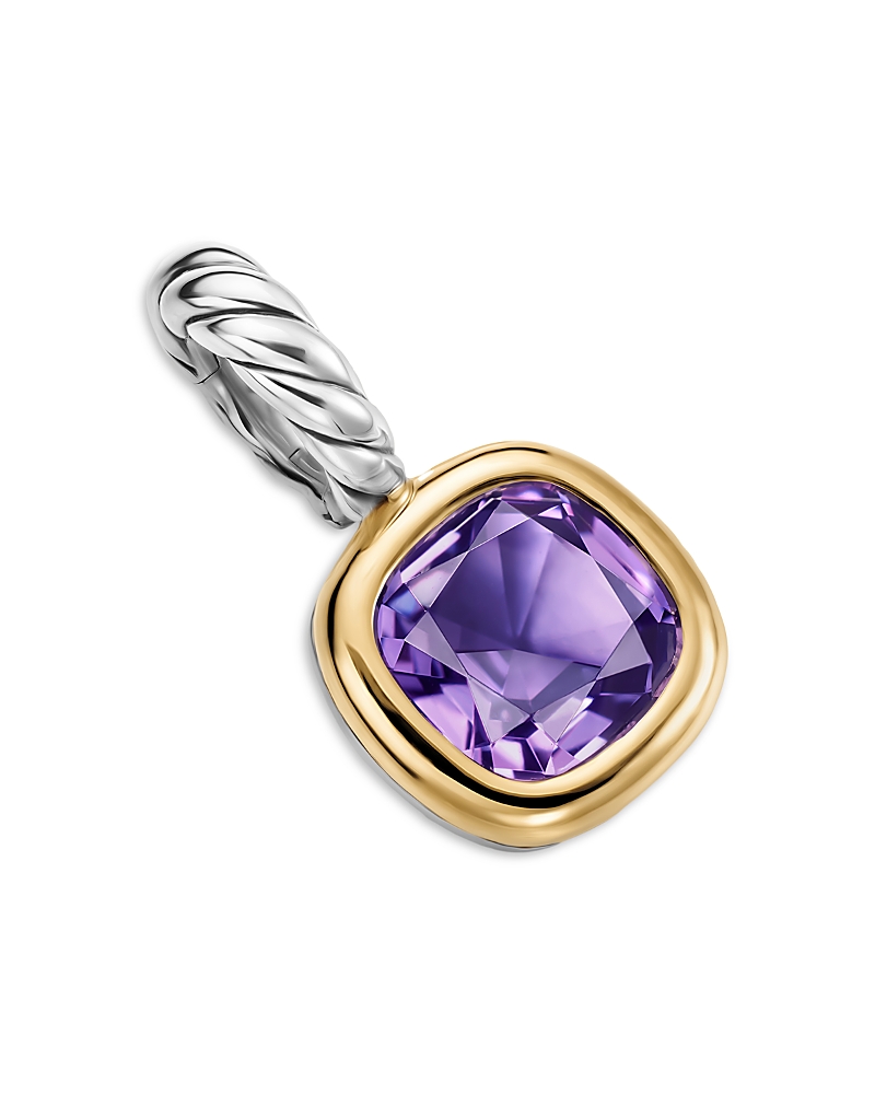 David Yurman Mini Cushion Cut Amulet in Sterling Silver with 14K Yellow Gold and Amethyst, 7.6mm · OS