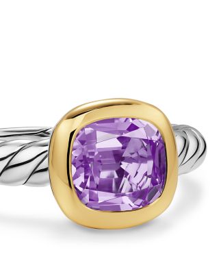 DY Mercer&reg; Color Stone Ring in Sterling Silver with 18K Yellow Gold and Amethyst, 7mm