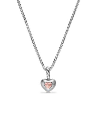 Mini Heart Amulet in Sterling Silver with 14K Yellow Gold and Morganite, 6mm