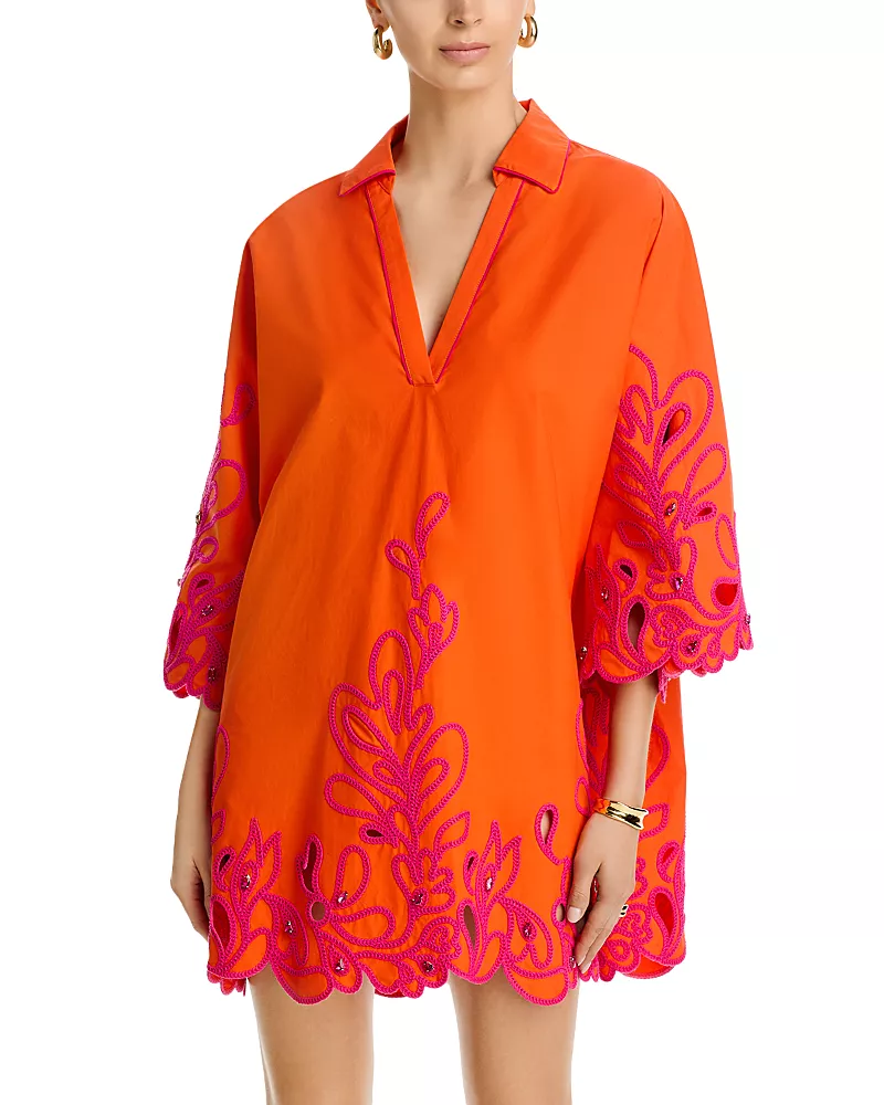 Cinq a Sept Paisley Bloom Embr Arcia Kaftan Dress