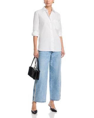 The Crochet Bow Cropped Jeans in Aura