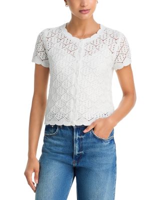 Pointelle Knit Short Sleeve Cardigan - Exclusive