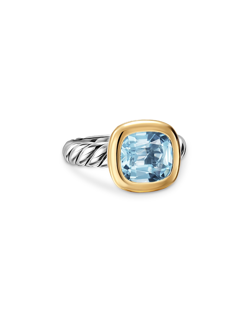 Dy Mercer Color Stone Ring in Sterling Silver with 18K Yellow Gold and Sky Blue Topaz, 10mm