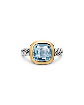 DY Mercer&reg; Color Stone Ring in Sterling Silver with 18K Yellow Gold and Sky Blue Topaz, 10mm