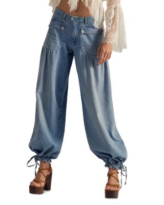 Lotus Mid Rise Balloon Jeans in Bijou Blue