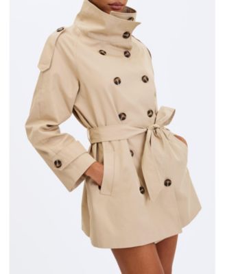  Vanetta High Collar Double-Breasted Trench Mini Coat