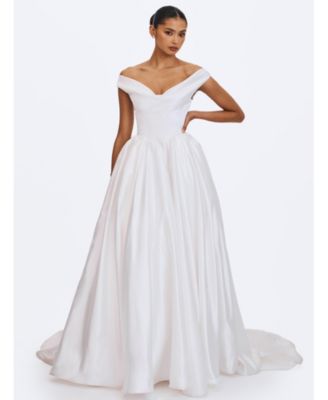  Unna Satin Bardot Cowl Wedding Gown