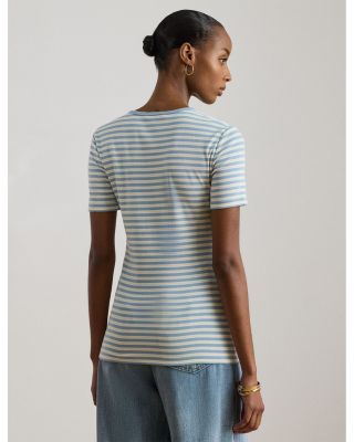 Striped Rib Knit Stretch Tee