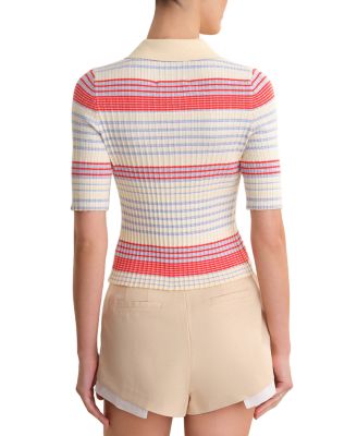 Textured Stripe Polo Sweater