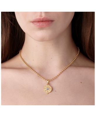 18K Yellow Gold Celestial Blue Moonstone & Diamond Sole Mandala Small Charm Pendant