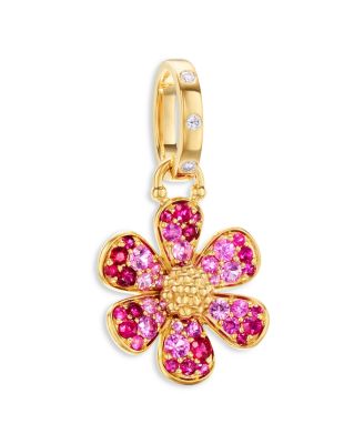 18K Yellow Gold Multi-Gemstone & Diamond Flower Power Pendant