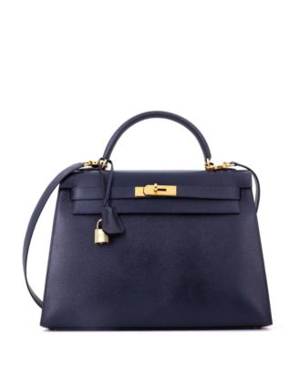 Kelly 32 Handbag Blue Courchevel with Gold Hardware