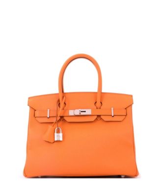 Birkin 30 Handbag Orange Epsom with Palladium Hardware