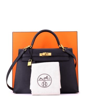 Kelly 32 Handbag Black Epsom with Gold Hardware