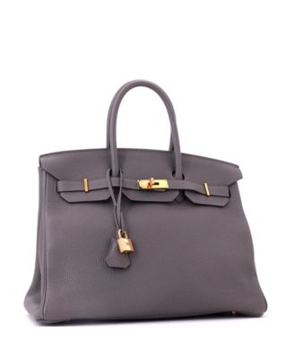 Birkin 35 Handbag Grey Togo with Gold Hardware