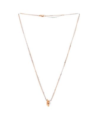  Love 3 Ring Pendant Necklace 18K Rose Gold and 18K White Gold with 6 Diamonds, 16"