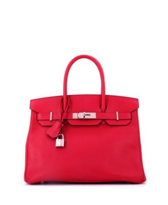 Birkin 30 Handbag Red Epsom with Palladium Hardware