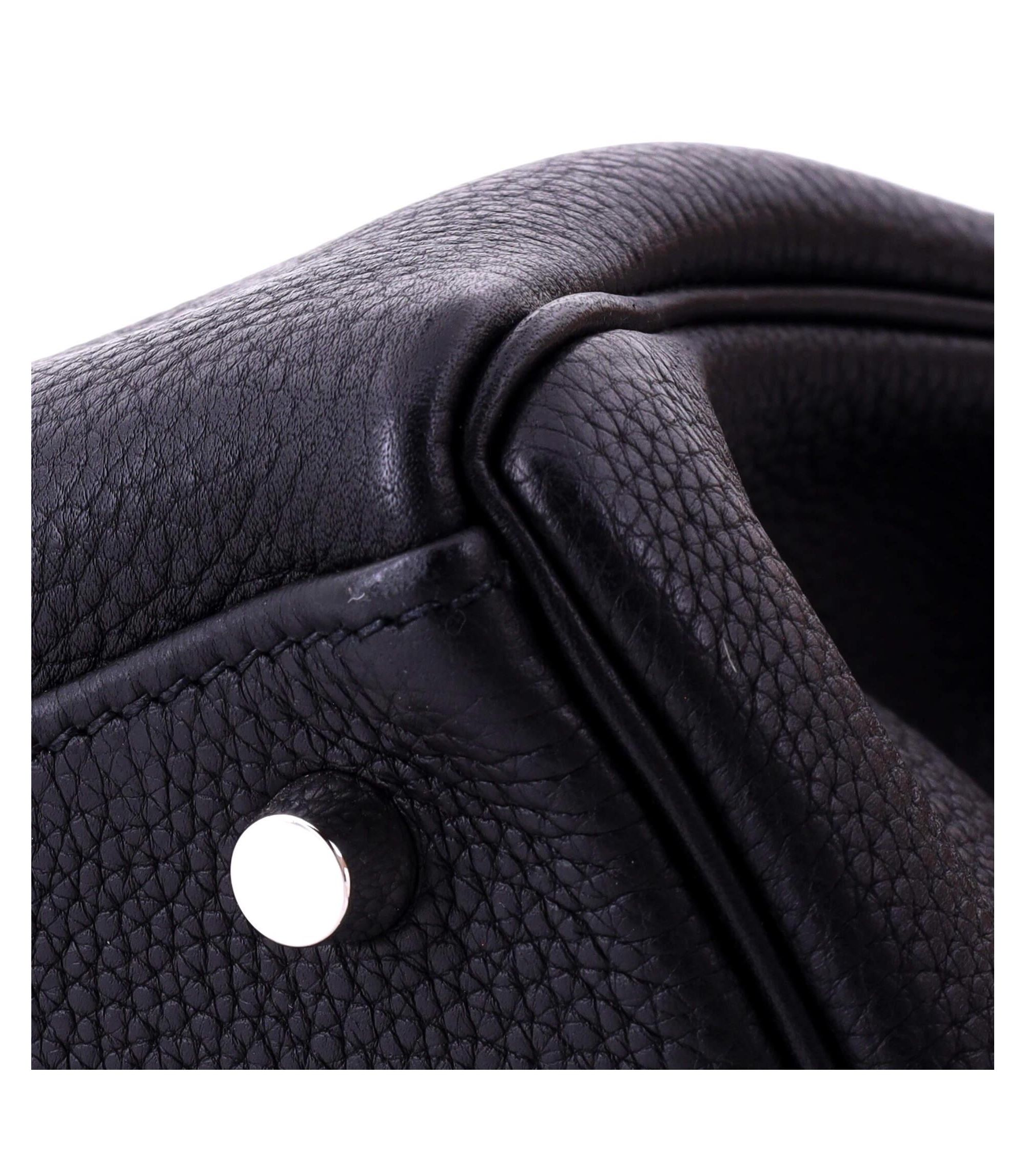 Kelly 32 Handbag Black Togo with Palladium Hardware — Image 7