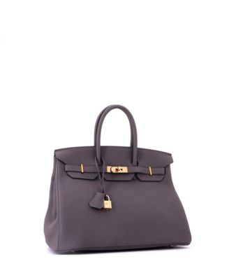 Birkin 35 Handbag Grey Togo with Rose Gold Hardware