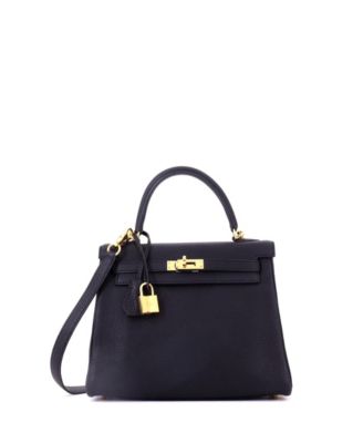 Kelly 25 Handbag Black Togo with Gold Hardware