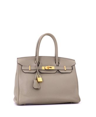 Birkin 30 Handbag Green Clemence with Gold Hardware