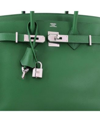 Birkin 30 Handbag Green Epsom with Palladium Hardware