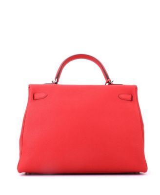 Kelly 35 Handbag Red Togo with Palladium Hardware
