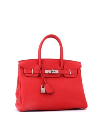 Birkin 30 Handbag Red Togo with Palladium Hardware