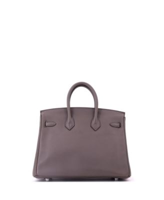 Birkin 25 Handbag Grey Swift with Palladium Hardware