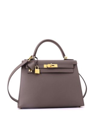 Kelly 28 Handbag Grey Epsom with Gold Hardware