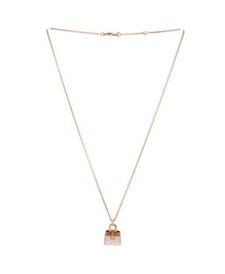 Birkin Amulette NM Pendant Necklace 18K Rose Gold and Diamonds, 15.75"
