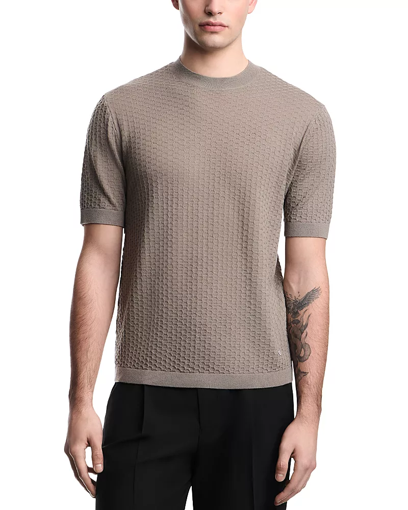 Emporio Armani Honeycomb Wool Short Sleeve Sweater
