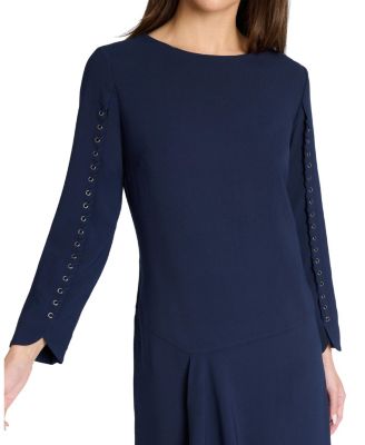  Essie Shift Dress with Grommet Detail in Soft Crepe