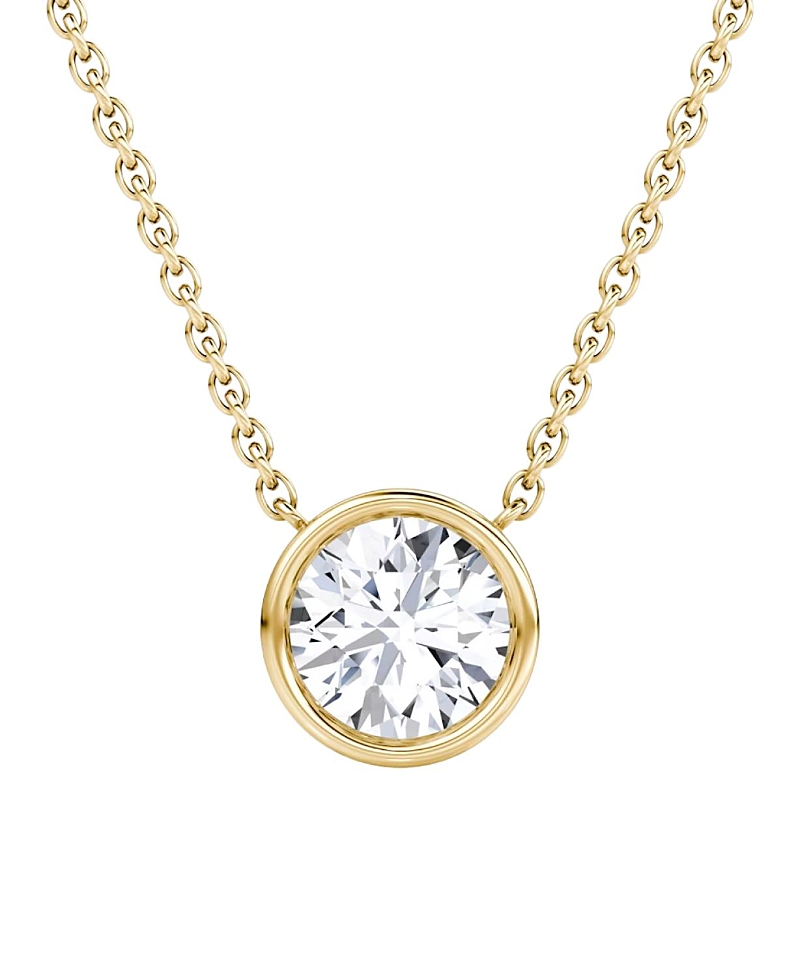 Vrai Bezel Solitaire Necklace in 14K Gold, 1.0ctw Round Brilliant Lab Grown Diamond