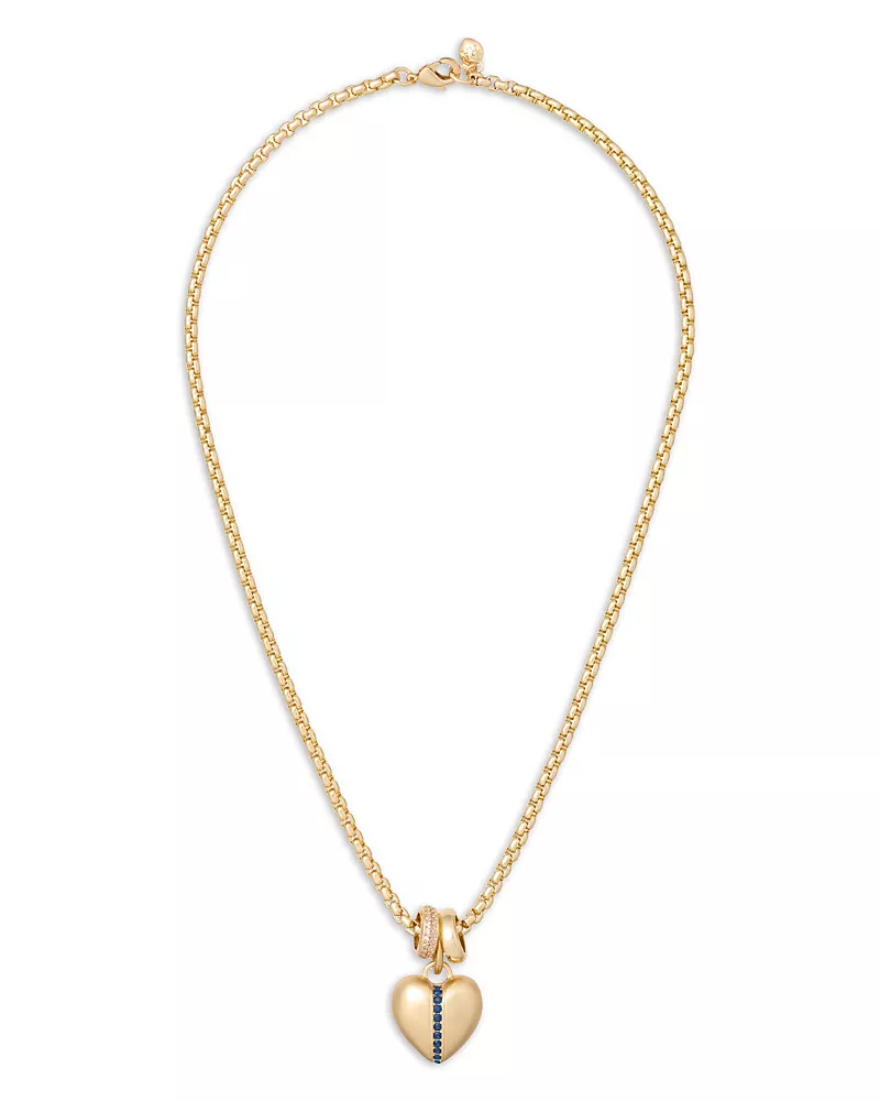 Roxanne Assoulin The Sapphire Stripe Mini Heart Pendant Necklace, 18